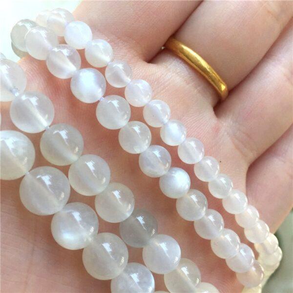 6 - 9 mm whole strand round shape genuine natural white moonstone bead - Image 2