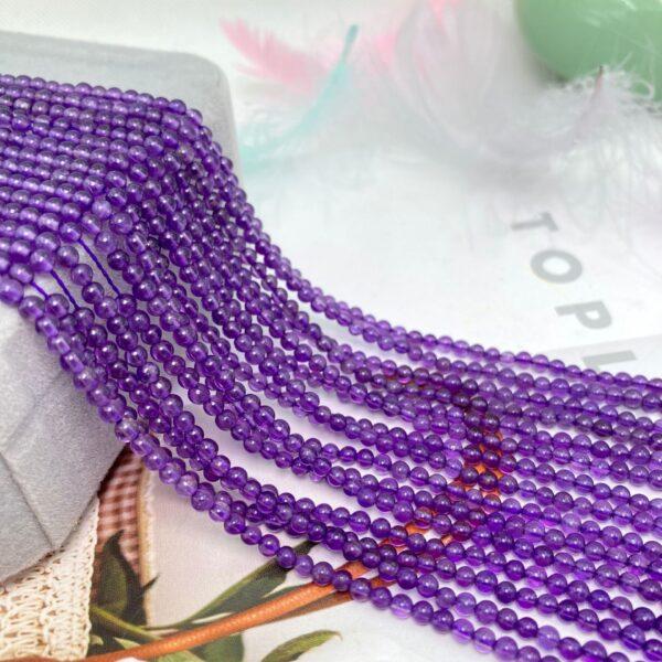 small size 6A genuine natural amethyst bead, 2mm - 4mm whole strand round bead - Image 2