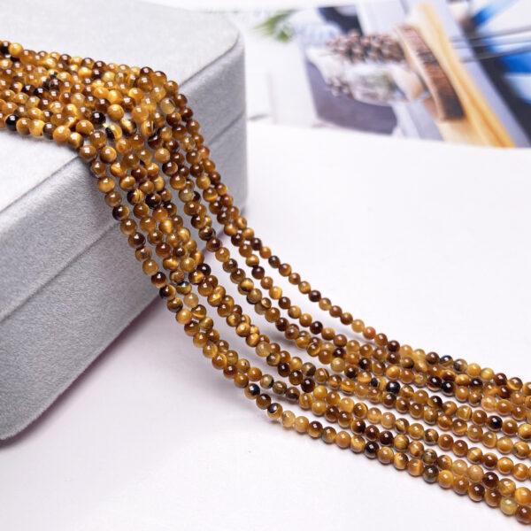 small size genuine natural tiger eye bead, 2mm - 4mm whole strand round bead - Image 2