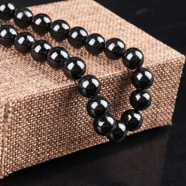 6A genuine natural black tourmaline bead, 6 - 12 mm whole strand round bead - Image 2