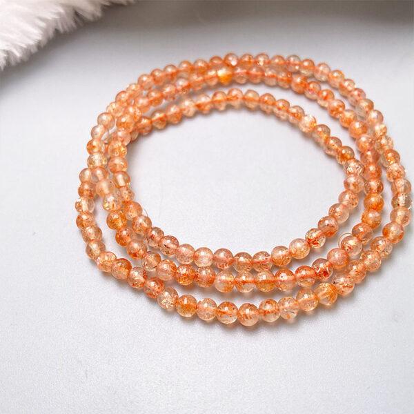 small size genuine natural sunstone bead, 3.8 - 4 mm whole strand round bead - Image 2