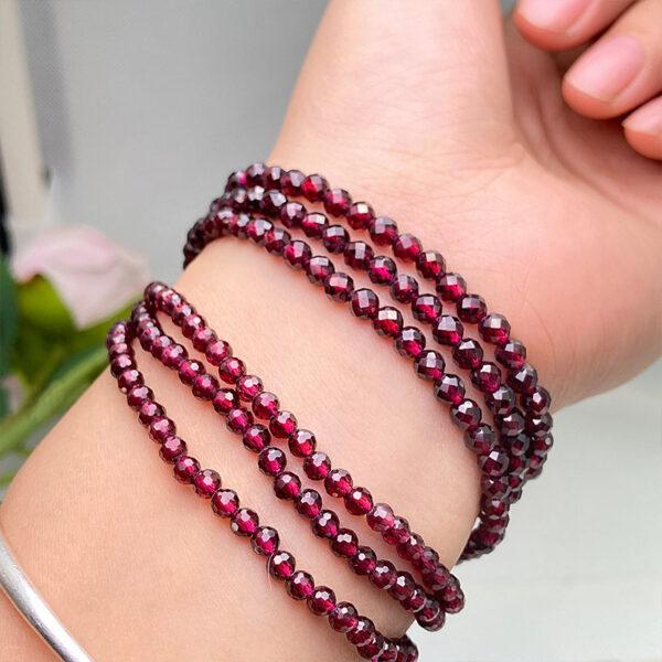 small size wine red genuine natural garnet bead, 3.5 - 4 mm whole strand facet round bead - Image 2