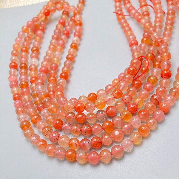 mixed red genuine natural agate bead, 6 - 6.5 mm whole strand round bead - Image 2