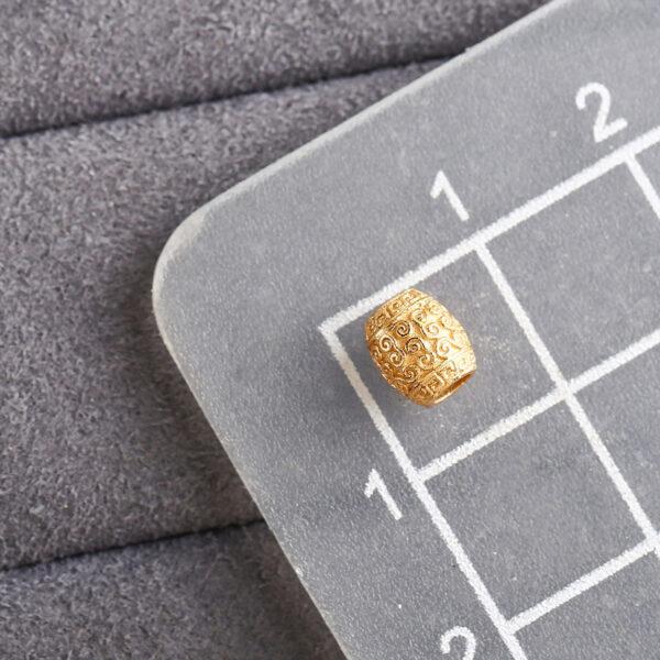 oval shape gild s925 sterling silver bead, golden vine flower pattern bead - Image 2