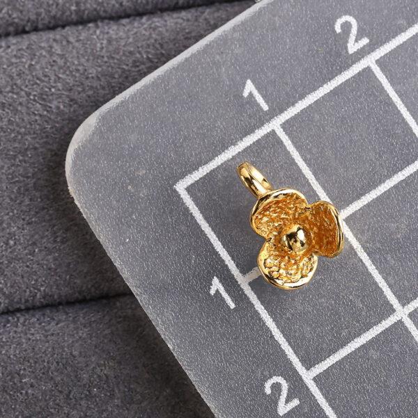 three petals flower gild s925 sterling silver charm, golden flower bead - Image 2