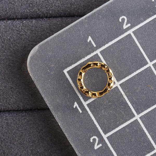 ring shape gild s925 sterling silver bead, Buddhist six-syllable mantra pattern golden bead - Image 2