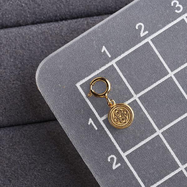 round gild s925 sterling silver charm, flower pattern golden clasp bead - Image 2