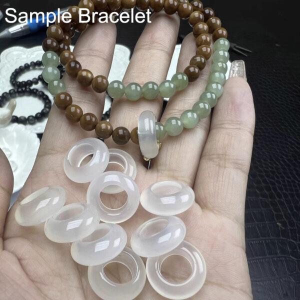 ring shape genuine natural agate bead, hazy white agate jump ring bead - Image 2