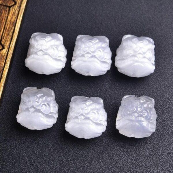 Lion head shape genuine natural selenite bead, selenite animal bead - Image 2
