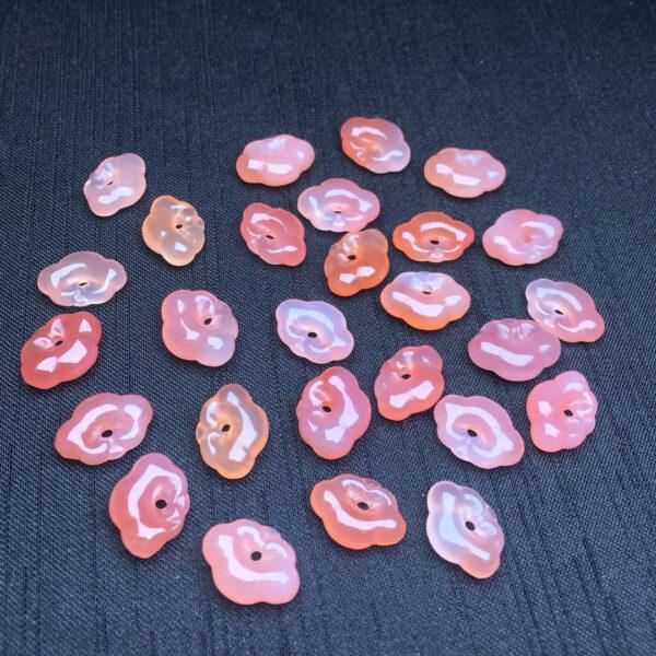 cloud bead, ruyi bead, agate bead, pink bead, red bead, small pendant - Image 2