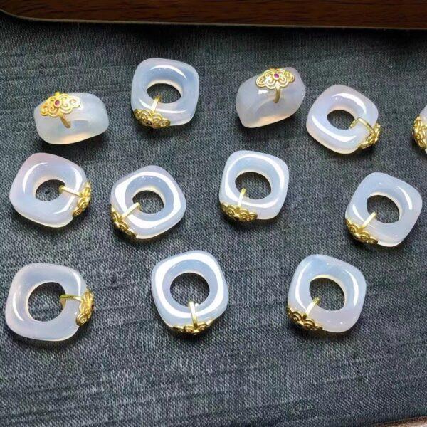 square bead, copper flower bead, ring bead, agate bead, white bead, jump ring - Image 2