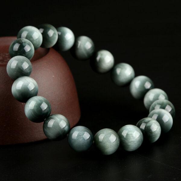 Best quality genuine natural eagle eye bracelet, 8 - 12mm round shape beaded bracelet - Image 2