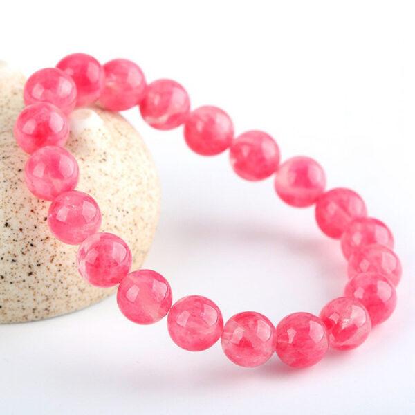 7A genuine natural rhodonite bracelet, 7 - 12mm round shape beaded bracelet - Image 2