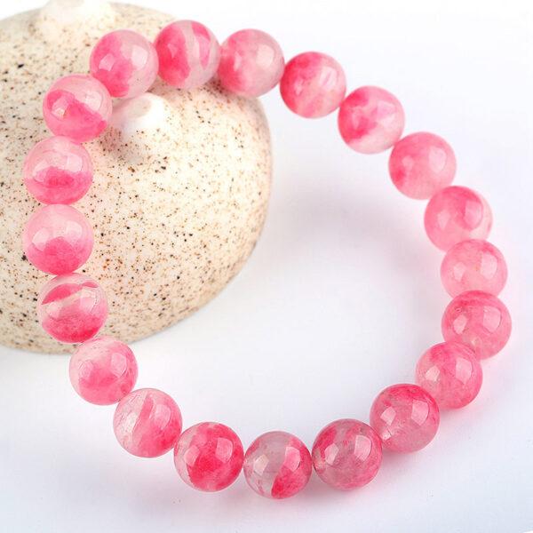 Best quality genuine natural rhodonite bracelet, 7 - 12mm round shape beaded bracelet - Image 2