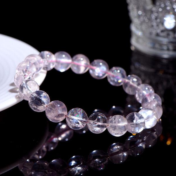 8mm - 12mm round shape genuine natural pink Quartz beaded bracelet - Image 2