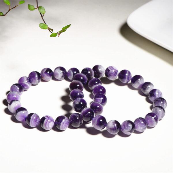 8mm - 12mm round shape genuine natural Chevron Amethyst beaded bracelet - Image 2