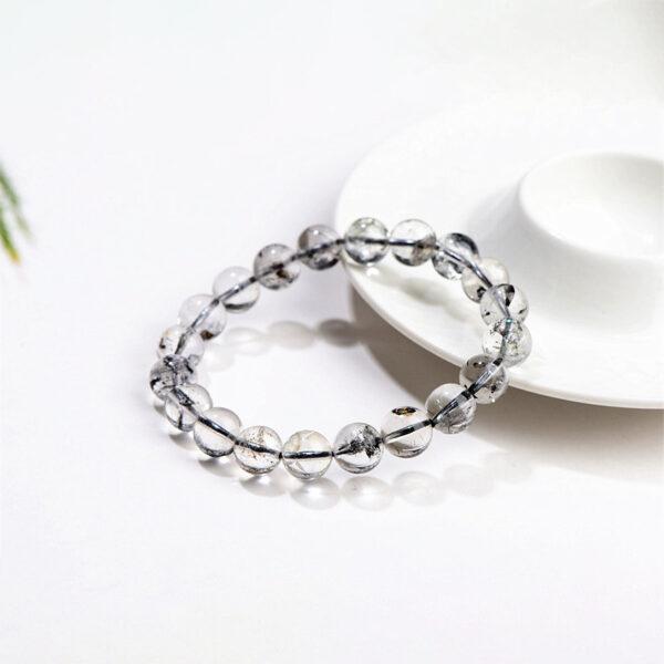 8mm - 13mm round shape genuine natural Herkimer Diamond beaded bracelet - Image 2