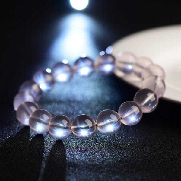 7mm - 14mm round shape genuine natural star light rose quartz beaded bracelet - Image 2
