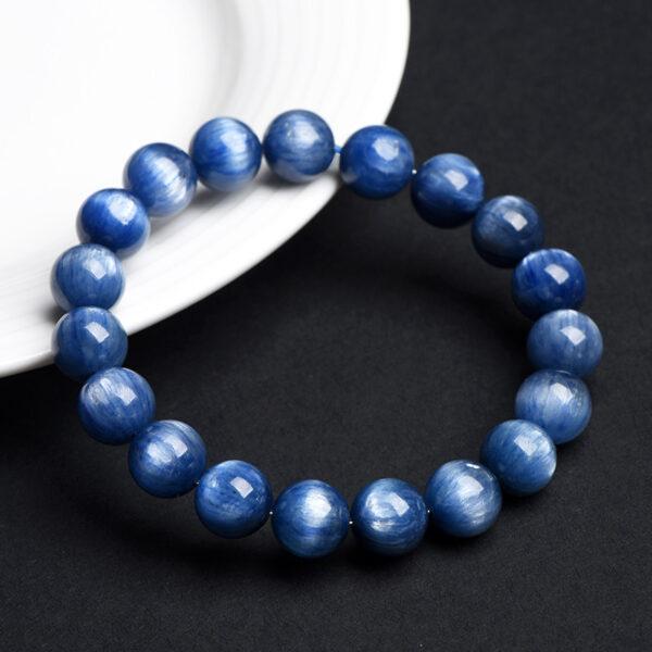 7mm - 12mm round shape genuine natural kyanite beaded bracelet - Image 2