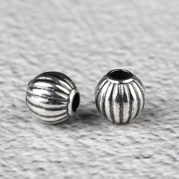 pumpkin shape s925 sterling silver bead, oxidized silver pumpkin bead - Image 2