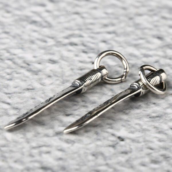 knife shape s925 sterling silver charm, oxidized silver knife bead - Image 2