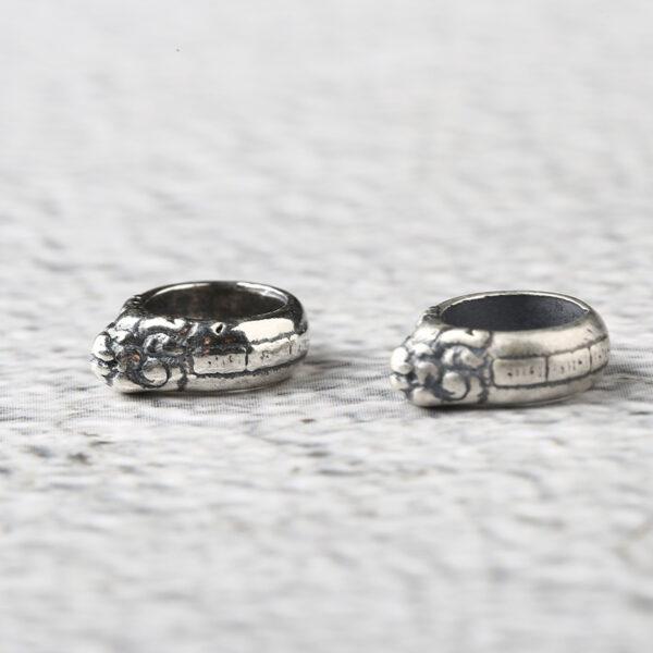 bull pattern ring shape s925 sterling silver bead, oxidized silver ring bead - Image 2