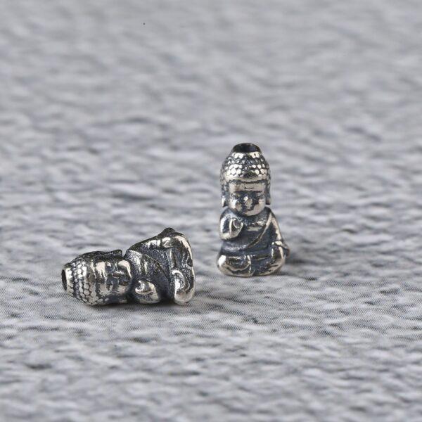 small buddha shape s925 sterling silver bead, oxidized silver buddha bead - Image 2