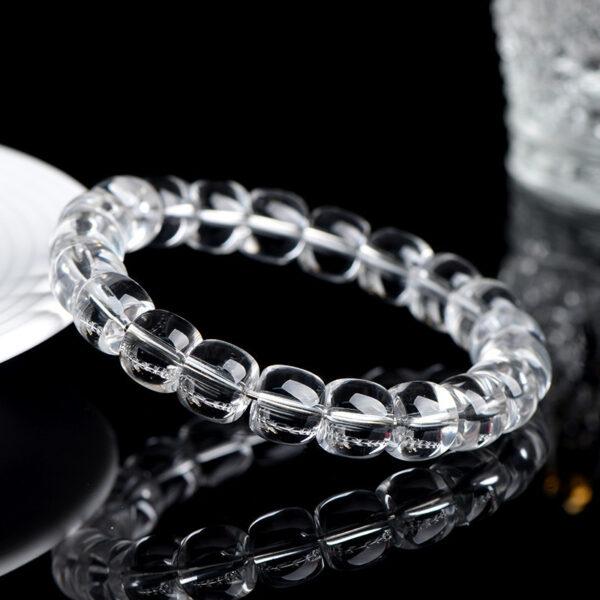 4mm - 10mm drum shape genuine natural clear quartz beaded bracelet - Image 2