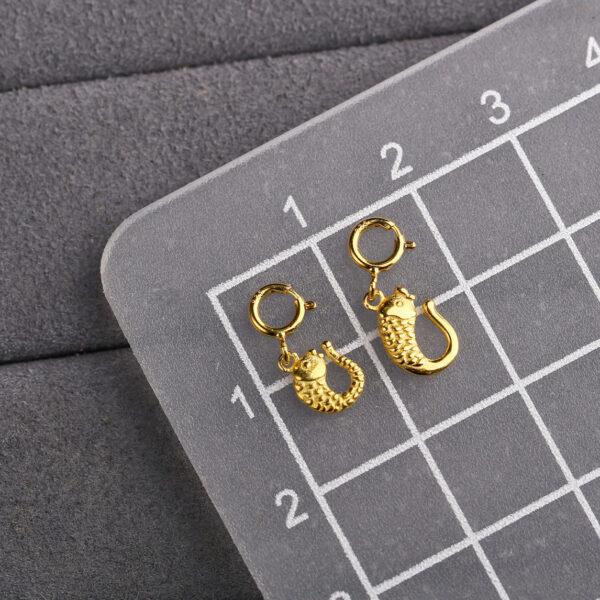 fish shape s925 sterling silver charm, golden fish bead - Image 2