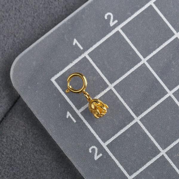 lotus flower shape s925 sterling silver charm, golden lotus bead - Image 2