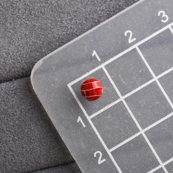 round shape gild sterling silver bead, golden line pattern colorful enamel bead - Image 2