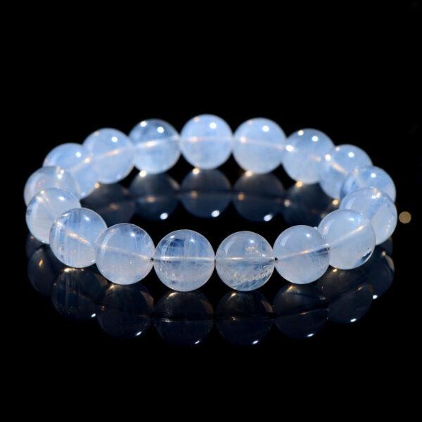 5mm - 12mm round shape 7A genuine natural blue needle quartz beaded bracelet - Image 2
