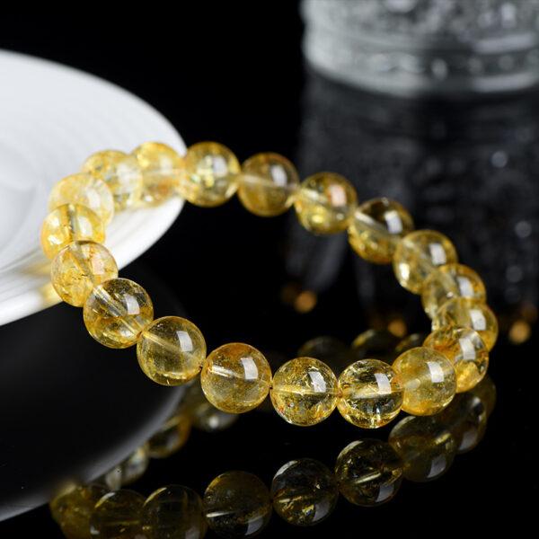 6mm - 7mm round shape genuine natural yellow topaz beaded bracelet - Image 2