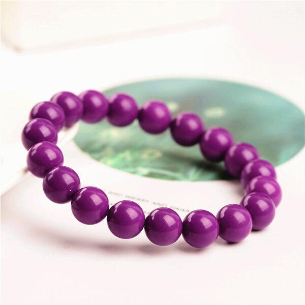 6mm - 14mm round shape genuine natural purple mica beaded bracelet - Image 2