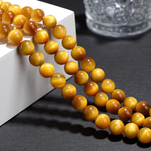 6mm whole strand round shape 7A genuine natural golden tiger's eye stone bead - Image 2