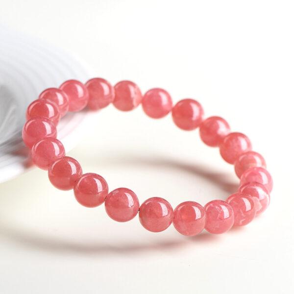 4mm - 12mm round shape genuine natural icy rhodochrosite beaded bracelet - Image 2