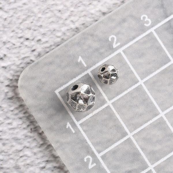 pits pattern round shape s925 sterling silver bead, oxidized silver bead - Image 2