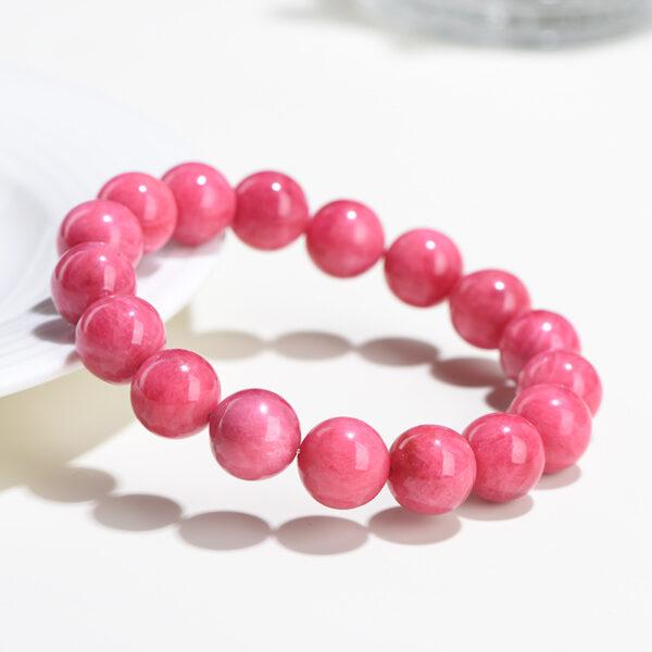 8mm - 15mm round shape genuine natural rhodonite beaded bracelet - Image 2