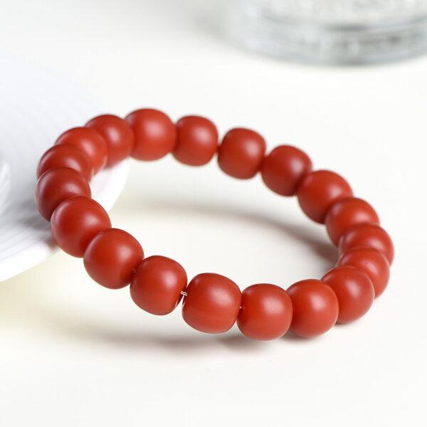 7mm - 10mm drum shape solid red genuine natural red agate beaded bracelet - Image 2