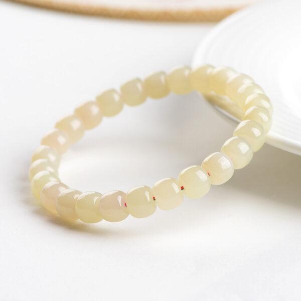 6 * 7 mm drum shape genuine natural nephrite beaded bracelet - Image 2