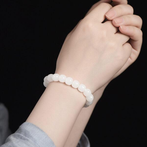 5 - 10 mm drum shape genuine natural nephrite beaded bracelet - Image 2