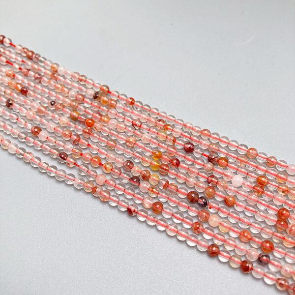 2 - 4mm small size whole strand round shape genuine natural red hematoid quartz bead - Image 2