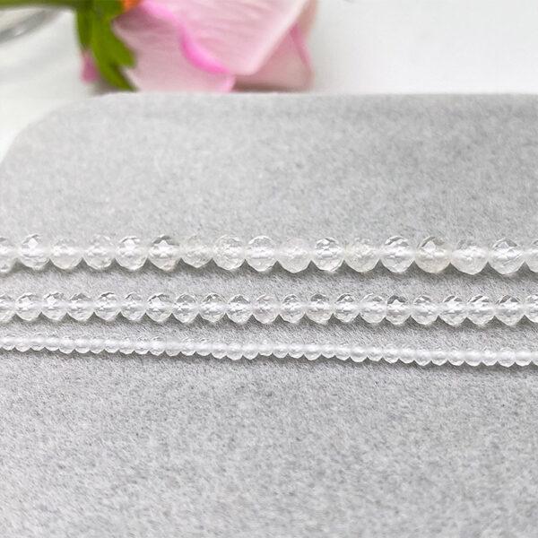 2 - 4mm small size whole strand facted surface round shape genuine natural clear quartz bead - Image 2