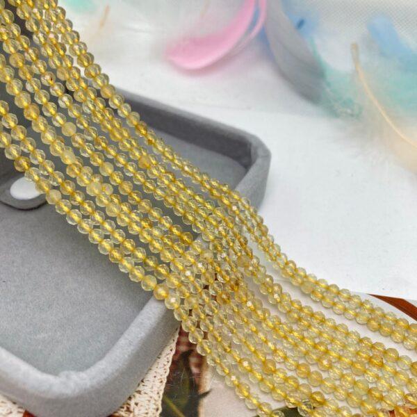 2 - 3mm small size whole strand facted surface round shape genuine natural citrine bead - Image 2
