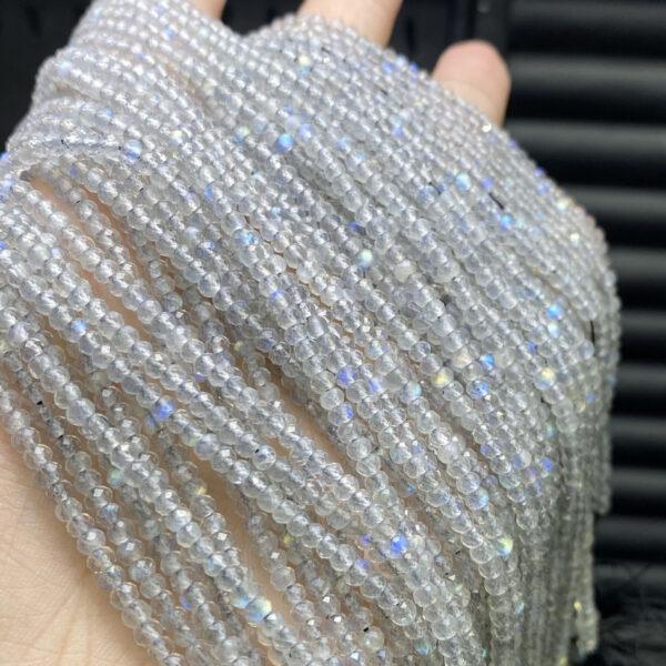 3mm small size whole strand facet surface rondelle shape genuine natural moonstone bead - Image 2