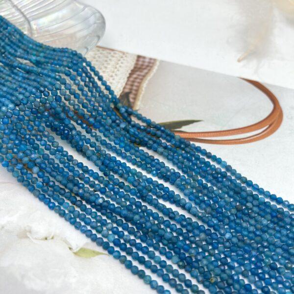 2mm small size whole strand facet surface round shape genuine natural apatite bead - Image 2