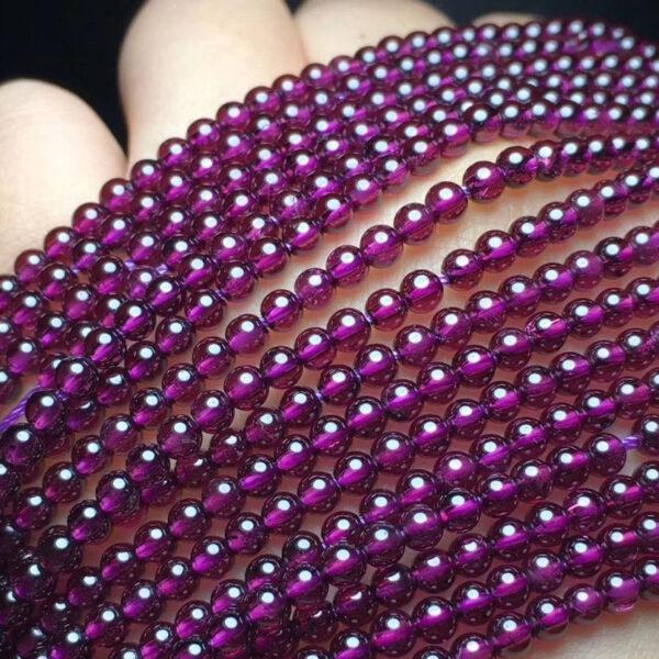 2 - 3mm small size whole strand round shape genuine natural purple garnet bead - Image 2