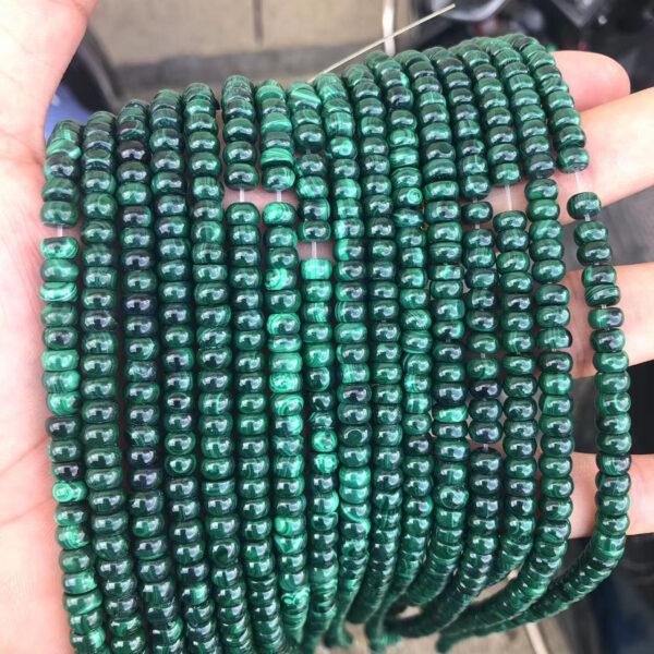 6 * 3mm whole strand rondelle shape genuine natural malachite bead - Image 2