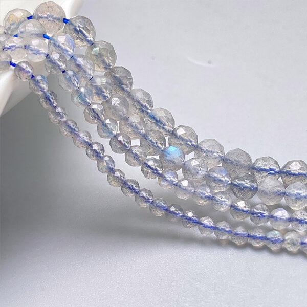 2 - 4mm small size whole strand facet surface round shape genuine natural moonstone bead - Image 2
