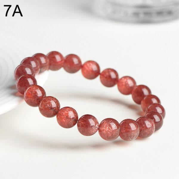 7 - 11mm round shape genuine natural strawberry quartz beaded bracelet - Image 2